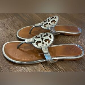 Silver Tory Burch miller sandals